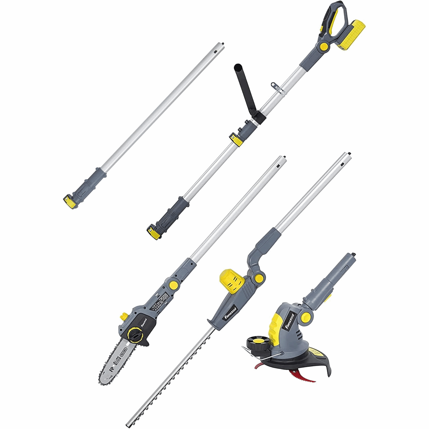 022 FANZTOOL Akku Heckenschere, Hochentaster, Rasentrimmer (3-in-1)