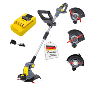 014 FANZTOOL Akku Rasentrimmer 20V, inkl. 2Ah Akku & Ladegerät, ideal für Feinschnitt und Grobschnitt