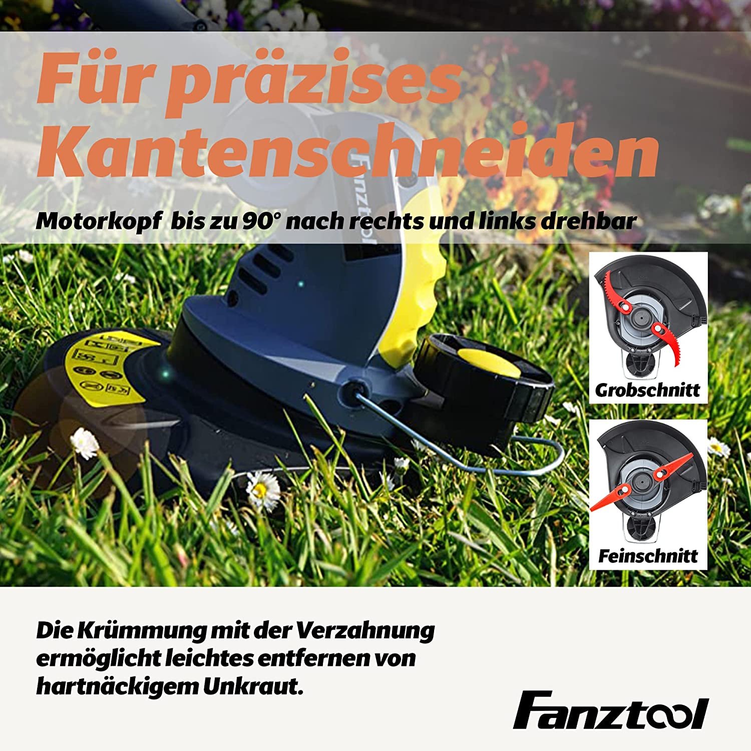 014 FANZTOOL Akku Rasentrimmer 20V, inkl. 2Ah Akku & Ladegerät, ideal für Feinschnitt und Grobschnitt – Bild 6