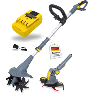 15A FANZTOOL 20V Motorhacke Mini-Bodenhacke Bodenfräse + Rasentrimmer Set mit 20cm Arbeitsbreite