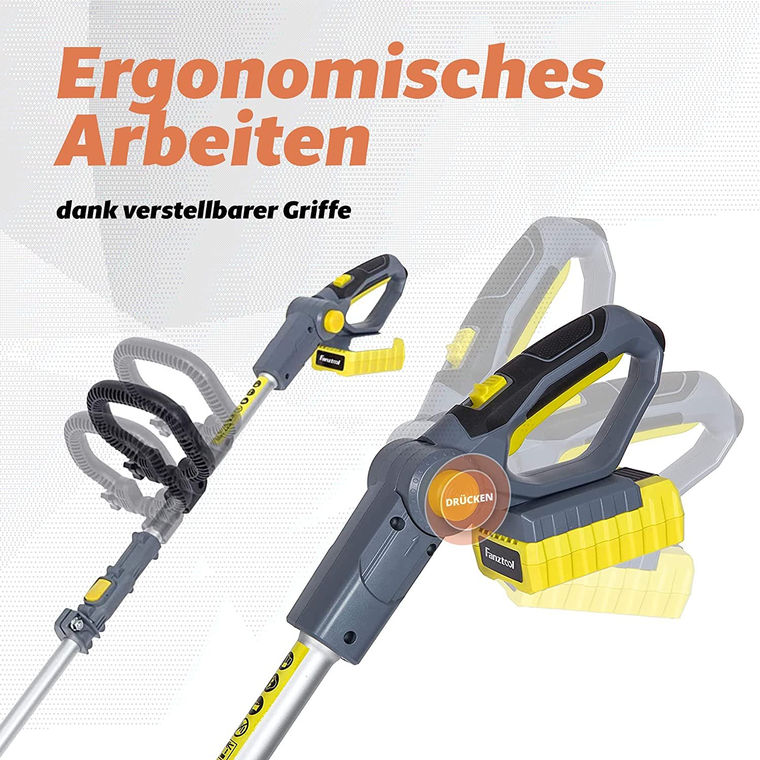 15A FANZTOOL 20V Motorhacke Mini-Bodenhacke Bodenfräse + Rasentrimmer Set mit 20cm Arbeitsbreite – Bild 5