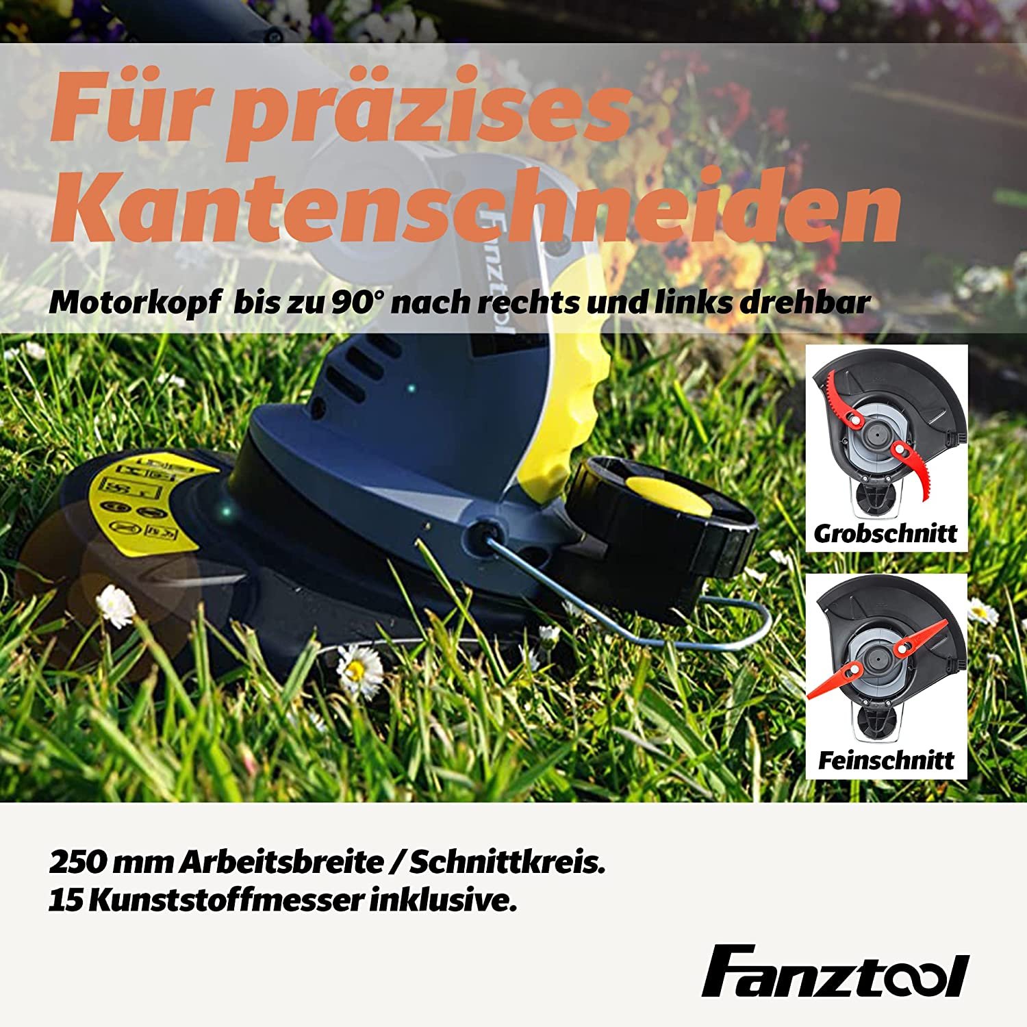 15A FANZTOOL 20V Motorhacke Mini-Bodenhacke Bodenfräse + Rasentrimmer Set mit 20cm Arbeitsbreite – Bild 6