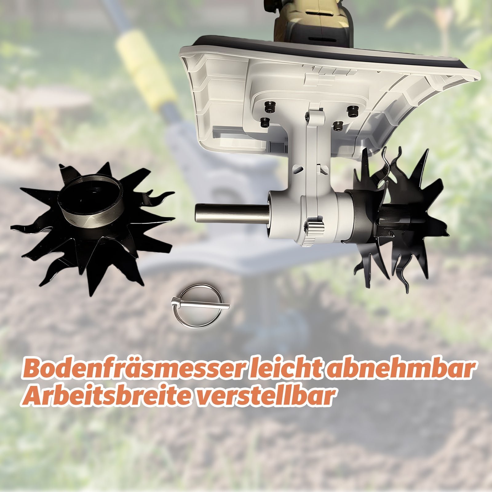 FANZTOOL Akku-Motorhacke mit 20V/4.0Ah Akku, 23cm Arbeitsbreite, 16cm Arbeitstiefe, Akku-Gartenfräse mit 4 robusten Hackmessern, Bodenhacke für kleine Beete & Garten – Bild 5
