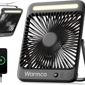Warmco 20000 mAh Akku-Campingventilator mit LED-Lampe