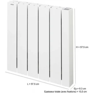 Elektrischer Heizkörper ALCANTARA Flüssigkeitsinertie 1000 W horizontal weiß vernetzt