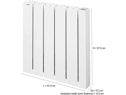 Elektrischer Heizkörper ALCANTARA Flüssigkeitsinertie 1000 W horizontal weiß vernetzt