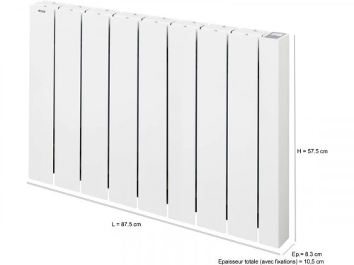 Elektrischer Heizkörper ALCANTARA Flüssigkeitsinertie 1500 W horizontal weiß vernetzt