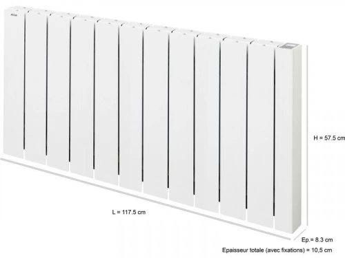 Elektrischer Heizkörper ALCANTARA Flüssigkeitsinertie 2000 W horizontal weiß vernetzt