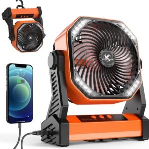 KITWLEMEN Akku-Campingventilator 20000 mAh mit LED-Licht