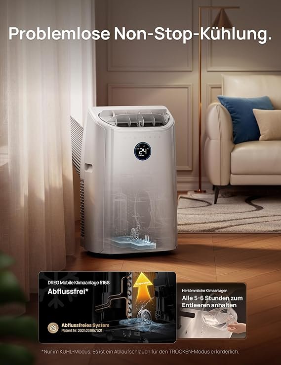DREO Mobiles Klimagerät 12000 BTU – 3-in-1 Klimaanlage mit Kühl-, Ventilator- und Entfeuchtungsfunktion – Bild 5