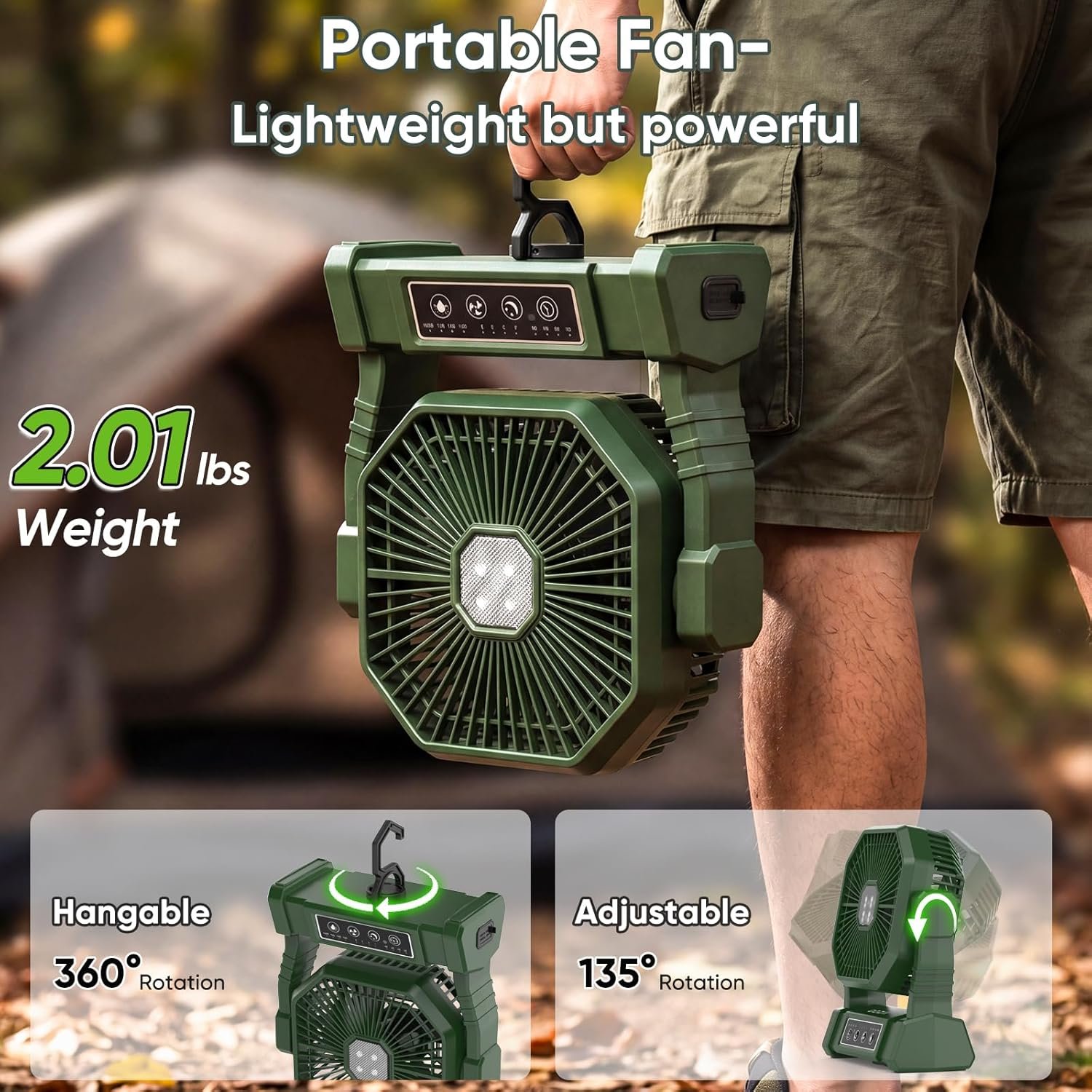 COZII Akku-Campingventilator 20000 mAh mit LED-Licht – Bild 4