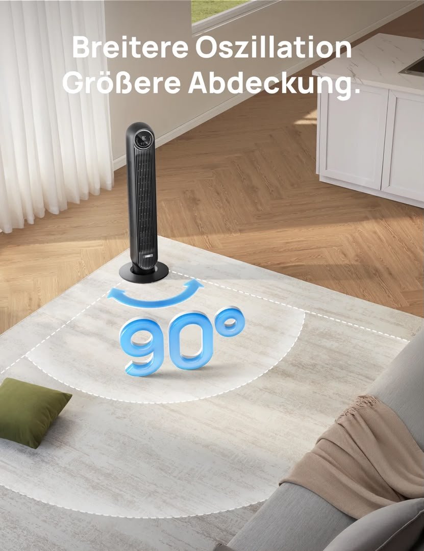 DREO 307S Smart Turmventilator – 8 Geschwindigkeiten, App-Steuerung & 90° Oszillation – Bild 5