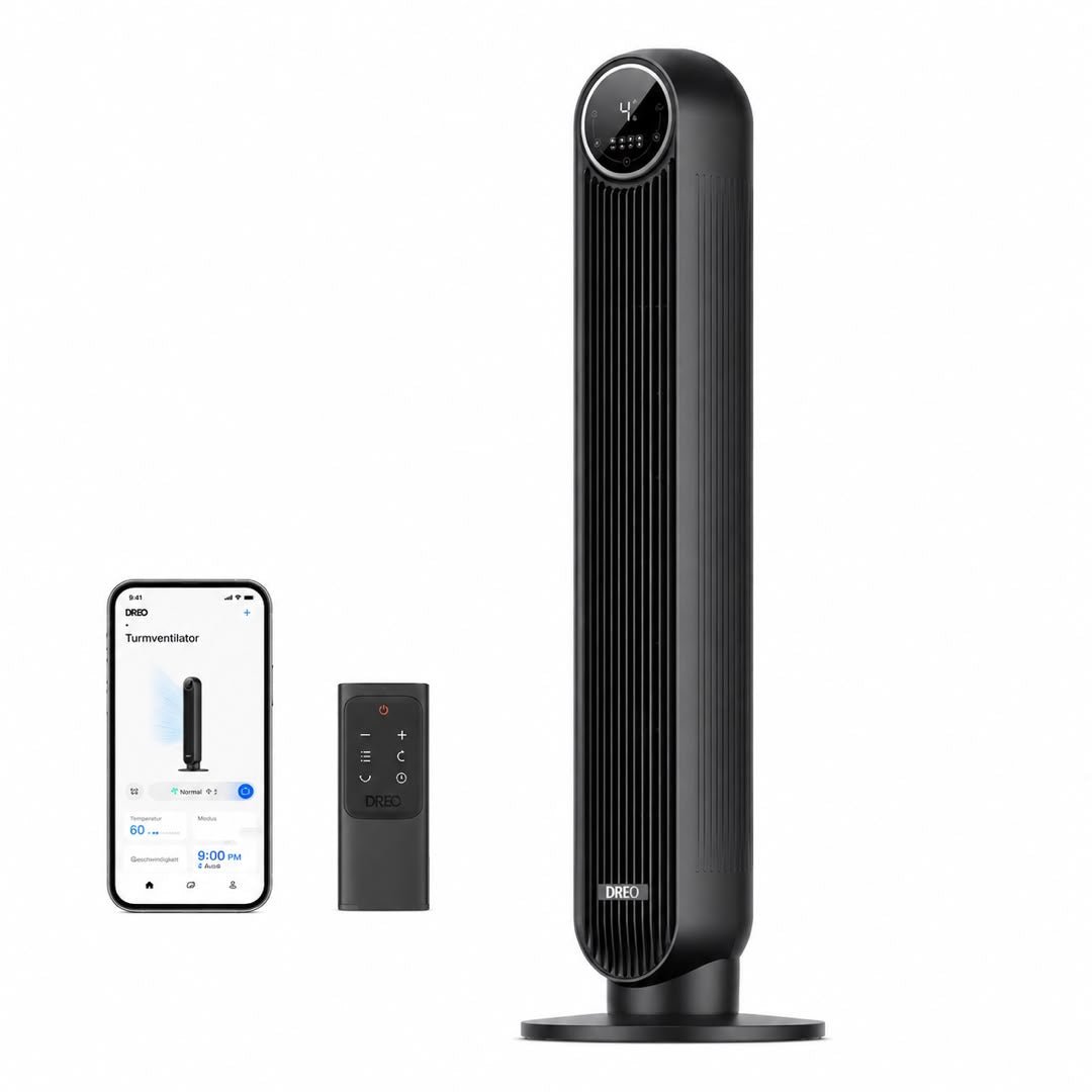 DREO 307S Smart Turmventilator – 8 Geschwindigkeiten, App-Steuerung & 90° Oszillation