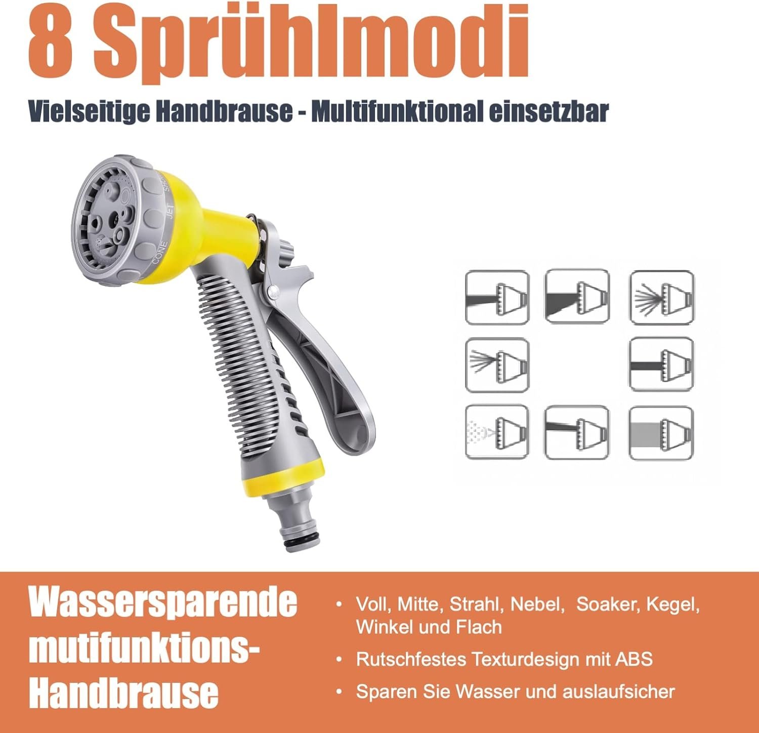Automatischer Gartenschlauchaufroller 35m+2m 1/2" mit Wandhalterung inkl. 8-Funktionen-Multi-Handbrause | Automatik Einrollen | 180° Schwenkbar | Gartenschlauch RoHS geprüft – Bild 3