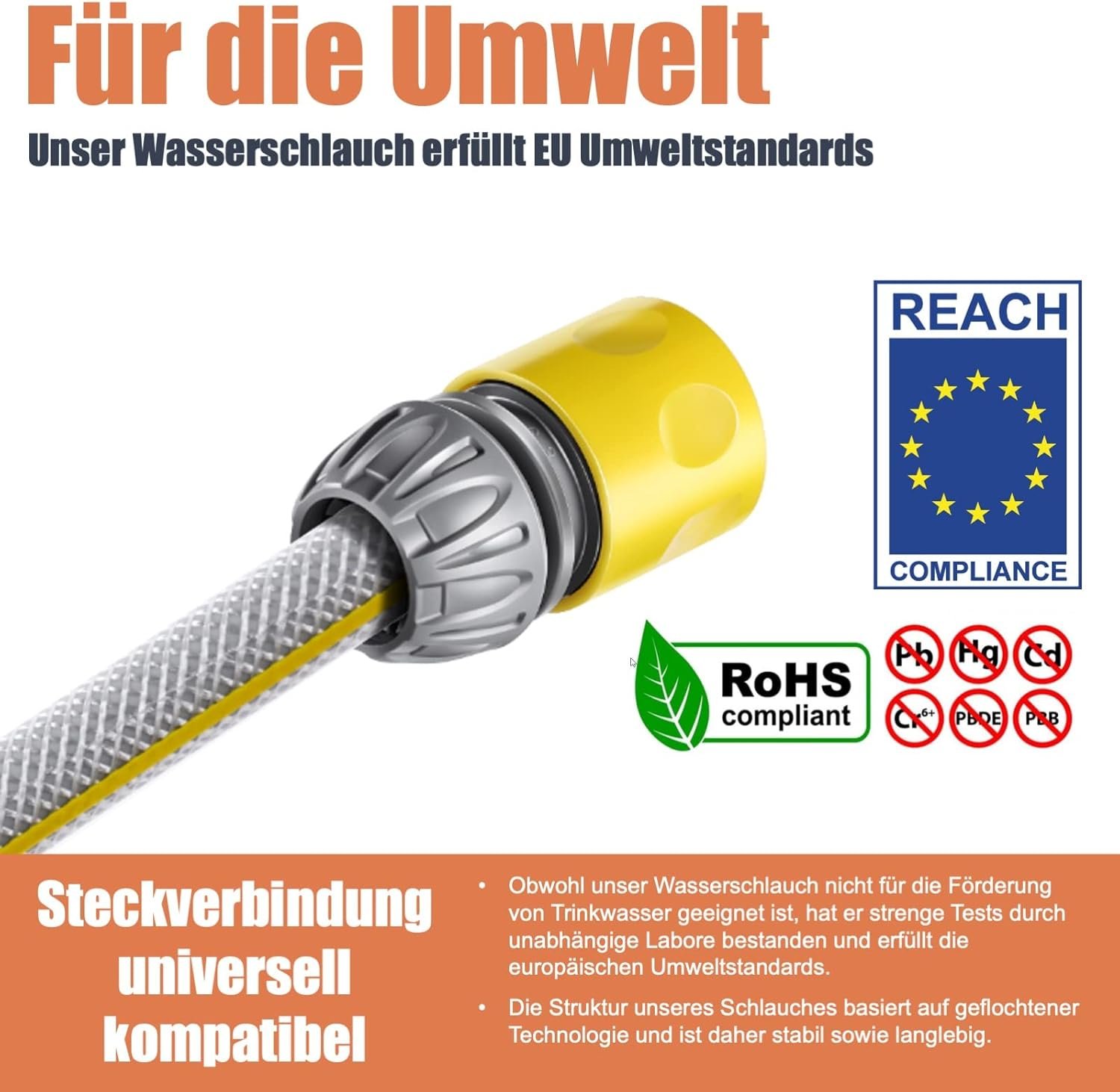 Automatischer Gartenschlauchaufroller 35m+2m 1/2" mit Wandhalterung inkl. 8-Funktionen-Multi-Handbrause | Automatik Einrollen | 180° Schwenkbar | Gartenschlauch RoHS geprüft – Bild 5